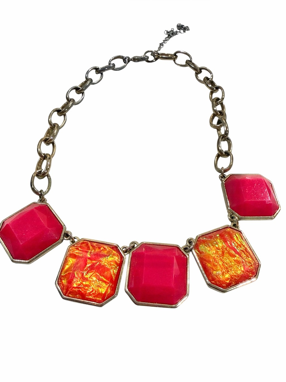 Statement Pink & Orange Gem Necklace - Women Jewelry